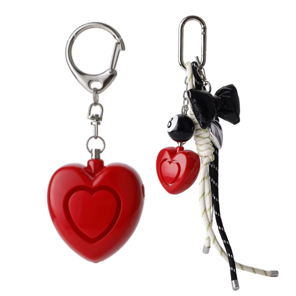 Red Safety Charms 130dB Heart Personal Alarm Keychain for Women – Cute Self-Defense Keychain with LED Light, Bag Charm, Rope Tassel, Emergency Panic Alarm for Girls, Teens & Moms