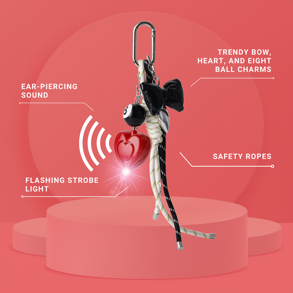 Red Safety Charms 130dB Heart Personal Alarm Keychain for Women – Cute Self-Defense Keychain with LED Light, Bag Charm, Rope Tassel, Emergency Panic Alarm for Girls, Teens & Moms