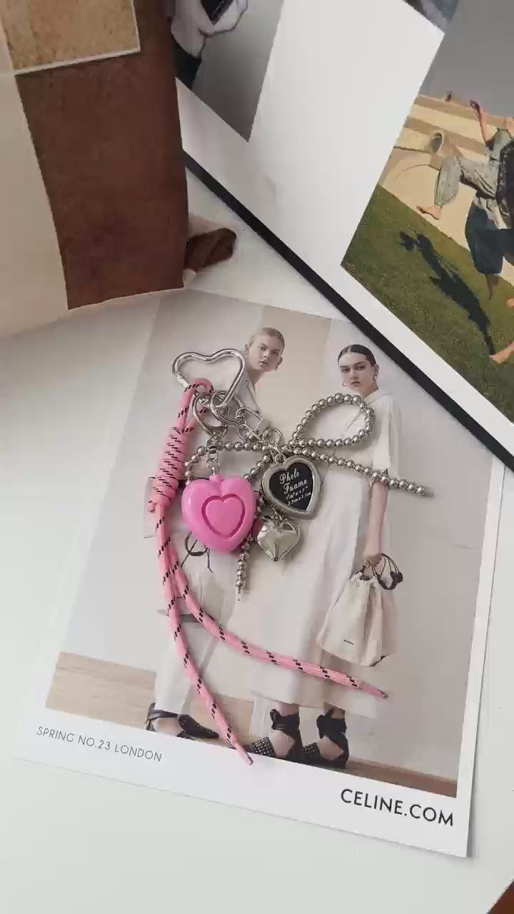 Pink Safety Charms Panic Alarm KeyChain Bag Charm